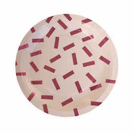 Pink Metallic Confetti  - paper plates